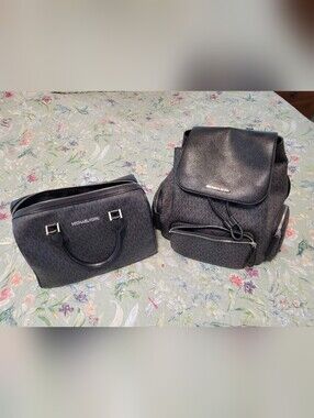 Michael Kors Charcoal Logo Backpack and Satchel Set
